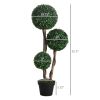 HOMCOM 35.5" Ball Boxwood Topiary Tree Artificial Plant in Pot for Indoor & Outdoor Home Decor