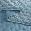 King/CAL King Size 3-Piece Blue Velvet Embroidered Super Soft Quilt Set