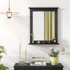 Black Rectangular 27 x 22.5 inch Wall-Mounted Bathroom Mirror with Storage Shelf