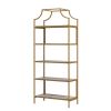 Gold Metal Display Rack Etagere Bookcase with 5 Faux Stone Storage Shelves