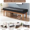 Modern Black Faux Leather Bench with Wood Legs - Bedroom Entryway Living Room