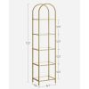 Arched Top Gold Metal Display Rack Narrow Bookcase with 5 Glass Storage Shelves