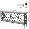 Modern 70-inch Long Narrow Foyer Entryway Table with Grey Wood Top and Shelf