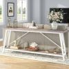 Heavy Duty 70-inch Industrial Grey Wood Top Sofa Table with White Metal Frame