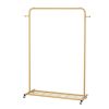 Modern Garment Rack Clothes Hanging Rod with Lockable Wheels in Gold