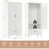 White 2-Door Wardrobe Armoire Cabinet with Storage Drawer and Hanging Rod