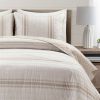 Twin/Twin XL Beige Off-White Cream Stripe 2-Piece Reversible Cotton Quilt Set