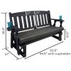 4ft Heavy Duty Black Wooden Porch Glider Bench with Cupholders - Made in USA