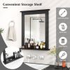 Black Rectangular 27 x 22.5 inch Wall-Mounted Bathroom Mirror with Storage Shelf