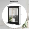 Black Rectangular 27 x 22.5 inch Wall-Mounted Bathroom Mirror with Storage Shelf