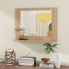 Rectangular 23 x 17 inch Bathroom Wall Mirror with Shelf in Brown Wood Finish