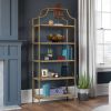 Gold Metal Display Rack Etagere Bookcase with 5 Faux Stone Storage Shelves