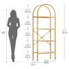 Modern Arched Top Gold Frame Display Rack Bookcase with White Storage Shelves