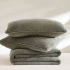 Full/Queen 3 Piece Cotton Faded Stone Washed Lightweight Quilt Set Green