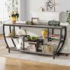 Industrial Chic 70-inch Long Narrow Console Sofa Table with Gray Wood Shelves