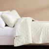 Full / Queen 3-Piece Cream Velvet Embroidered Super Soft Quilt Set