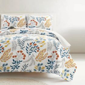 King/CAL King 3 Piece Botanical Floral Lightweight Quilt Set