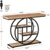 Modern 41-inch Round Base Entryway Sofa Table with Brown Wood Finish Shelves