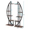 Set of 2 - Symmetrical Modern Metal Wood 10-Shelf Plant Stand