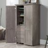 Armoire with Drop Leaf Laptop Desk Craft Table in Grey Oak Finish - Made in USA