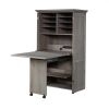 Armoire with Drop Leaf Laptop Desk Craft Table in Grey Oak Finish - Made in USA