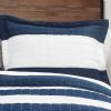 Full/Queen Navy White Stripe 3 Piece Cotton Lightweight Quilt Set
