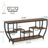 Industrial Modern 70-inch Long Narrow Console Sofa Table with Brown Wood Shelves