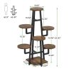 Modern Indoor Multi-Tier Plant Stand with Black Metal Frame and Wood Shelves