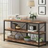 Industrial 55-inch Wood Shelf Console Sofa Table with Sturdy Black Metal Frame