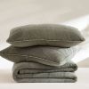 Full/Queen Size 3-Piece Sage Green Faded Stone Washed Cotton Quilt Set