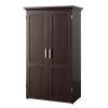 Armoire with Drop Leaf Computer Desk Craft Table in Dark Brown Wood Finish