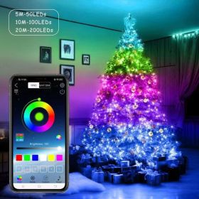 USB Bluetooth Light String Mobile Phone App Smart Copper Wire Light String Christmas Decoration Light String (select: 30 meters 300 bulbs)