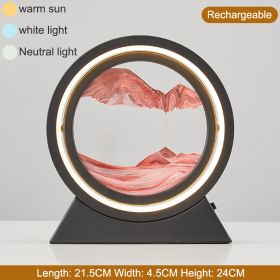 3D Hourglass LED Lamp 360° Moving Sand Art Table Lamp Sandscapes Quicksand Night Light Living Room Accessories Home Decor Gifts (Ships From: China, Color: Black-Red 24CM)
