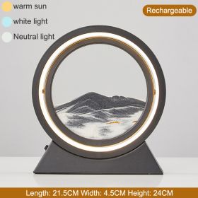 3D Hourglass LED Lamp 360° Moving Sand Art Table Lamp Sandscapes Quicksand Night Light Living Room Accessories Home Decor Gifts (Ships From: China, Color: Black-Grey 24CM)