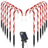 Solar Christmas Candy Cane Lights with 12 Candies 72LEDs Outdoor Christmas Decorations IP44 Waterproof Flickering Pathway Markers String Lights with 8