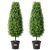 VEVOR 2 Pack 3' Artificial Boxwood Topiary Tree Faux Plant UV Decor In/Outdoor