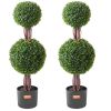 VEVOR 2 Pack 3' Artificial Boxwood Topiary Tree Faux Plant UV Decor In/Outdoor