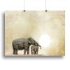 Elephants on a grunge background Canvas Print or Poster