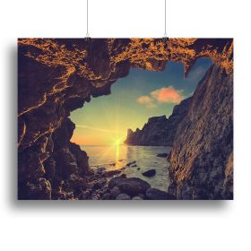 sunset from the mountain cave Canvas Print or Poster (Type: Standard Framed Canvas Print, size: 12" x 8" / 30cm x 20cm (approx))