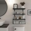 Bathroom Shelf Over Toilet, Floating Bathroom Shelf Wall Mounted with Wire Basket, Floating Shelf for Wall Décor