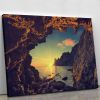 sunset from the mountain cave Canvas Print or Poster