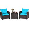 3 Pieces Rattan Patio Furniture Set with Washable Cushion