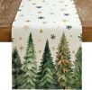 Christmas Table Runner 13x72 Inch, Xmas Trees Snowflakes Winter Holiday Decorative Farmhouse Table Decorations for Kitchen Dinning