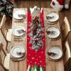 Christmas Table Runner 13x72 Inch, Xmas Trees Snowflakes Winter Holiday Decorative Farmhouse Table Decorations for Kitchen Dinning