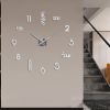 Large Modern Art Deco Wall Clock Silent Acrylic Unique Decorative Wall Clocks for Living Room Bedroom Home Office Hotel Classroom (Black)
