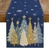 Christmas Table Runner 13x72 Inch, Xmas Trees Snowflakes Winter Holiday Decorative Farmhouse Table Decorations for Kitchen Dinning