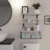 Bathroom Shelf Over Toilet, Floating Bathroom Shelf Wall Mounted with Wire Basket, Floating Shelf for Wall Décor